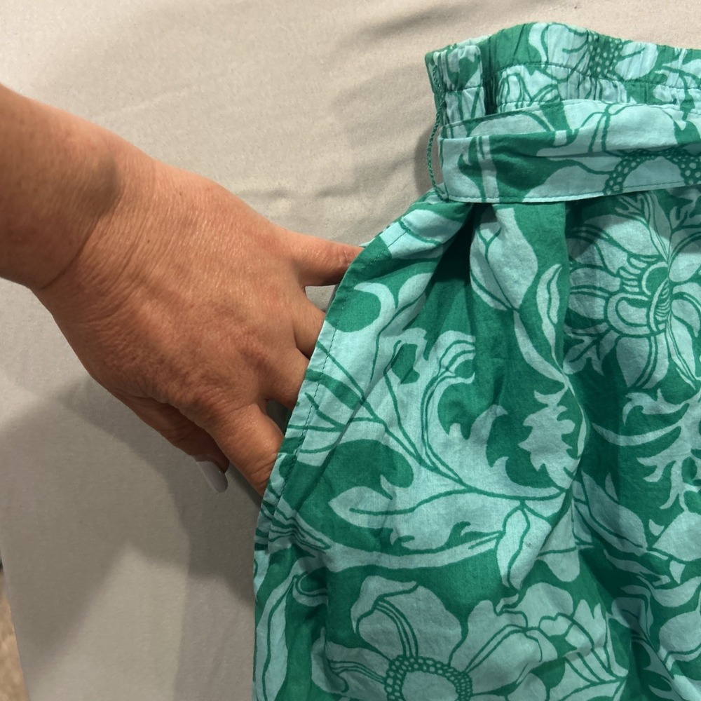 Talbots Sz 1X Plus Poplin Cotton Midi Skirt Floral Paisley Pockets Spring Breezy - Picture 3 of 12